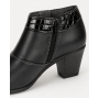 Botine dama negre din piele naturala box cu toc gros si fermoar lateral MV4NBOX